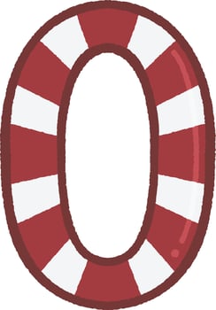 Candy cane number 0 vector