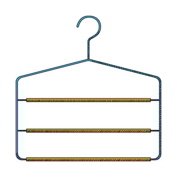 Minimalist metal hanger with wooden bars for clothing organization vector