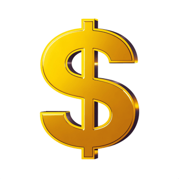 Golden Dollar Sign Symbol On Transparent Background png