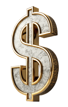 dollar sign gold silver metal png