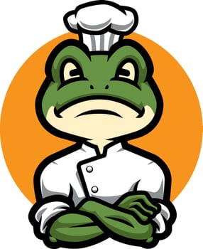Frog chef cartoon mascot illustration vector