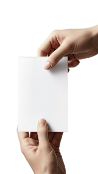 Hand holding a small sheet of paper png