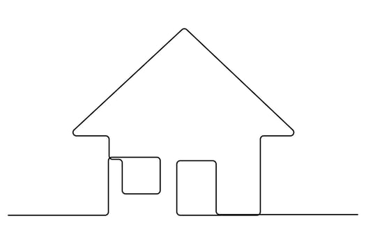 Modern one line house outline art for creative graphic projects vector