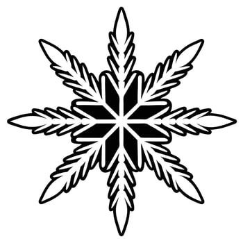cannabis snowflake easy lines to cut out vector