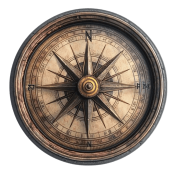 Antique Compass on Clear Background png