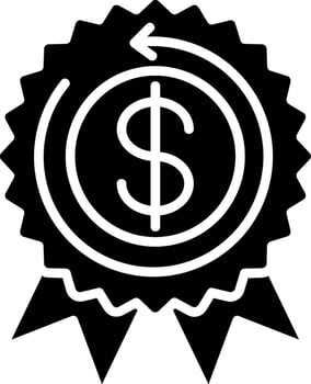 A black and white icon of a dollar sign vector