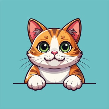 Bobtail Cat Peeking Clipart vector