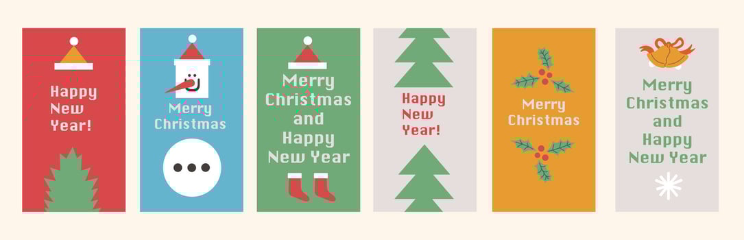 Set of vertical congratulation Christmas and New Year templates for backdrop background poster postcards social media cover vector