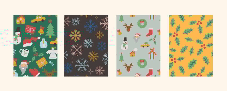 Set of celebrating Christmas and New Year postcards in . Templates for backdrop background poster postcards social media cover vector