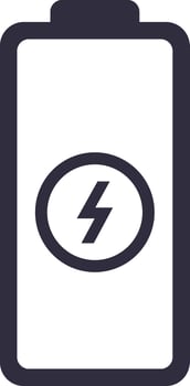 Battery icon is charging, symbolizing energy storage, power supply, and electrical potential, essential for powering electronic devices and systems vector