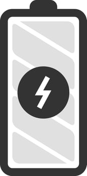 Minimalist illustration representing a battery charging, with a lightning symbol indicating the ongoing energy flow, perfect for projects related to power, electricity, and energy storage vector