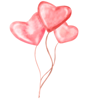 Heart shaped balloons. Isolated watercolor illustration for Valentine's Day decoration, children's parties, posters, fabric printing png