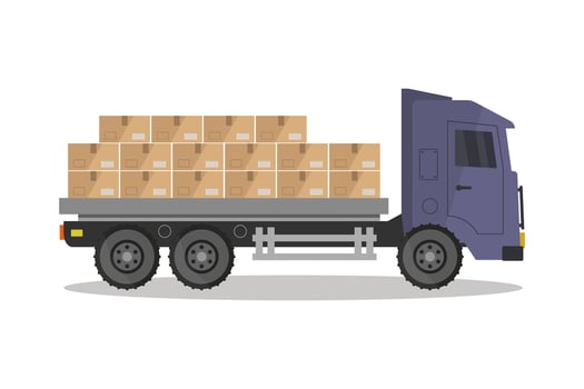Illustrated truck with boxes vector