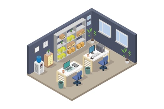 Ceo office interior isometric illustrated vector
