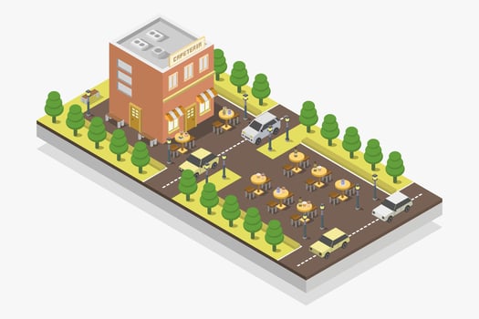 Isometric Coffee Shop Building vector