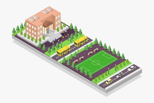 Isometric school building vector