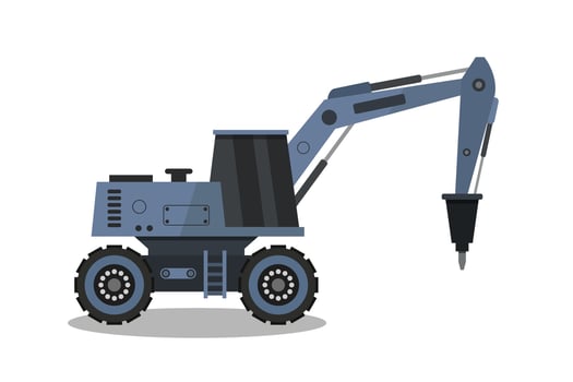 Excavator with hammer illustrated vector