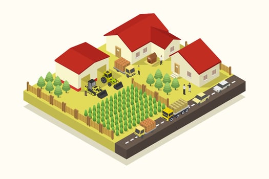 Farm isometric illustrated vector