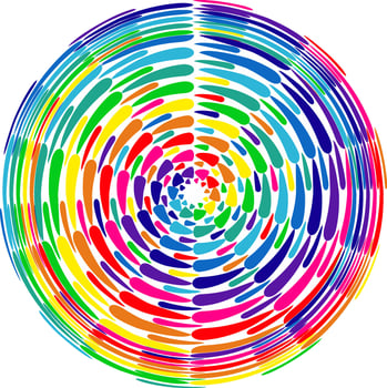 Helix, volute and vortex icon, Colorful abstract concentric and radial lines. Spiral, swirl, twirl element vector