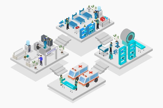 Hospital concept isometric on white background vector