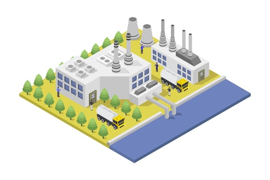 Hydroelectric power station isometric on white background vector