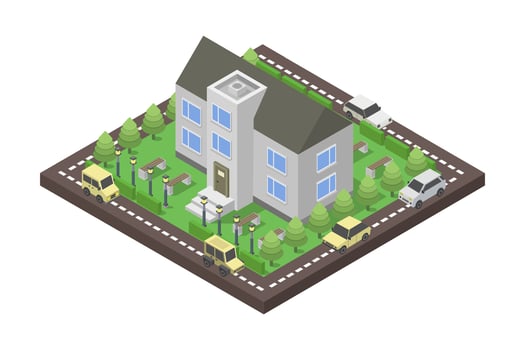 Isometric museum illustrated on white background vector