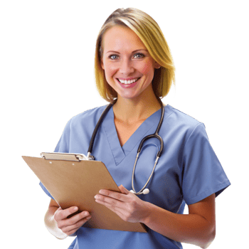 Confident Nurse Ready for Work Holding Clipboard png
