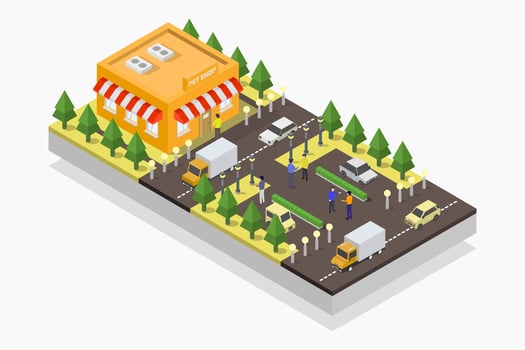 Pet shop isometric on white background vector