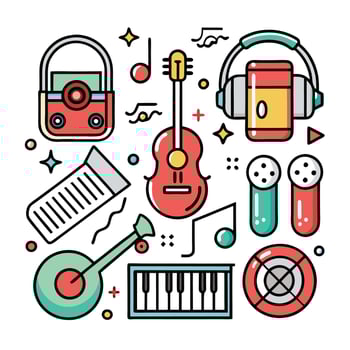music and music icons set vector