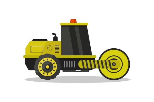 Road roller illustrated on white background vector