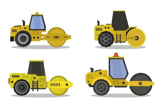 Road roller illustrated on white background vector