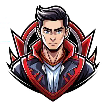a cartoon character with black hair and red jacket vector