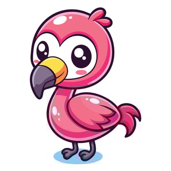 cartoon pink flamingo bird illustration vector