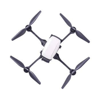 sleek drone with four black propellers and white body, designed for aerial photography and exploration. Its compact design makes it ideal for various outdoor activities png