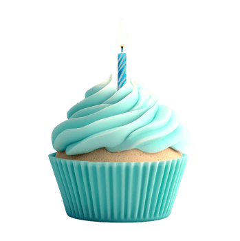 Blue birthday cupcake celebration digital render fun png