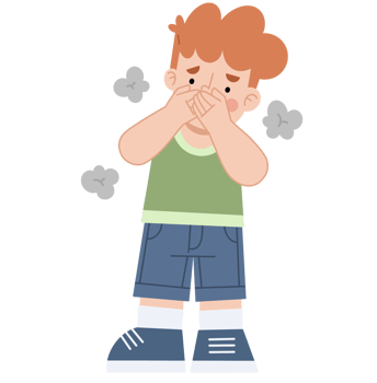 Illustration of a boy avoiding pollution png
