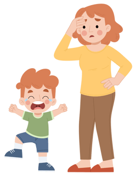 Illustration of a mother facing a tantruming child png