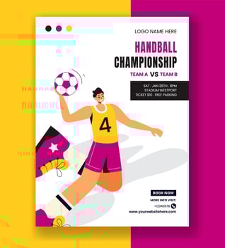 Handball Sports Design for Vertical Poster with Cartoon Background vector