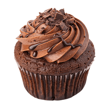 Chocolate cupcake with frosting and sprinkles on transparent background. png