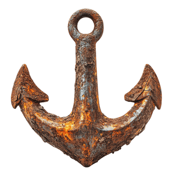 Weather-Beaten Anchor Exhibiting Rust Patterns and Aged Wear Isolated on Transparent Background png