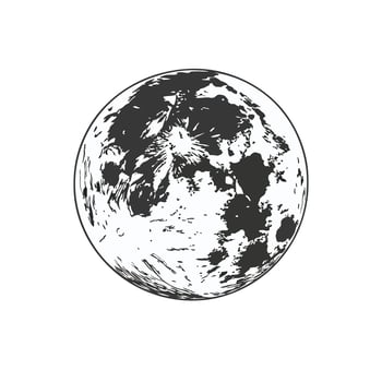A black and white drawing of the moon vector