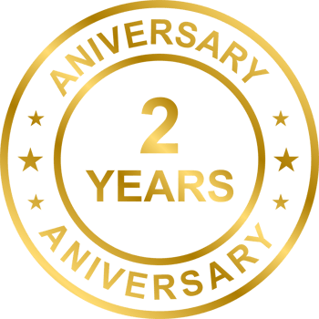 2 year anniversary gold icon for graphic design, logo, website, social media, mobile app, UI illustration png