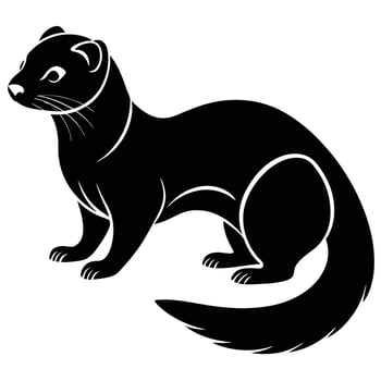 a black and white illustration of a weasel vector