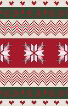 Christmas pattern, red and green fabric pattern, Christmas decoration elements vector