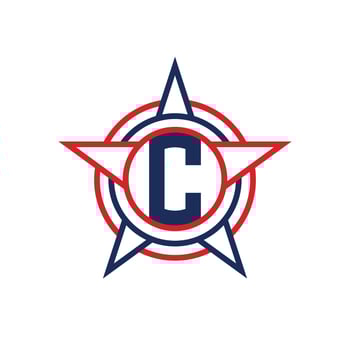 Letter C Star Logo Design. Patriotic C Logo concept inside Star vector