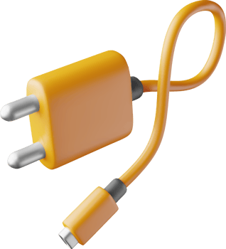 3d orange USB charger device png