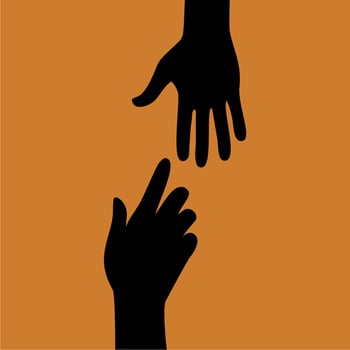 Silhouette of human hands helping each other vector