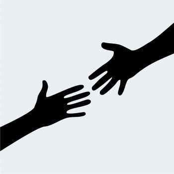 Silhouette of a helping hand, a symbol of mutual help between humans vector