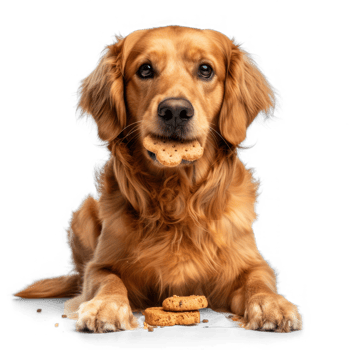 dog full body chewing eating snack treat on transparent background png