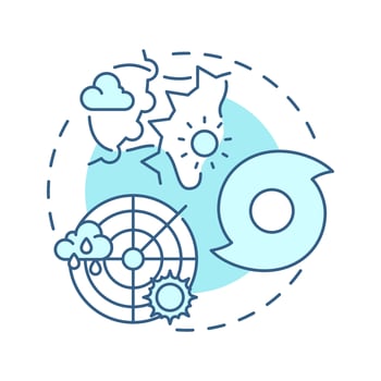 Meteorology soft blue concept icon. Studying data for weather forecasting. Atmospheric science. Round shape line illustration. Abstract idea. Graphic design. Easy to use in presentation vector